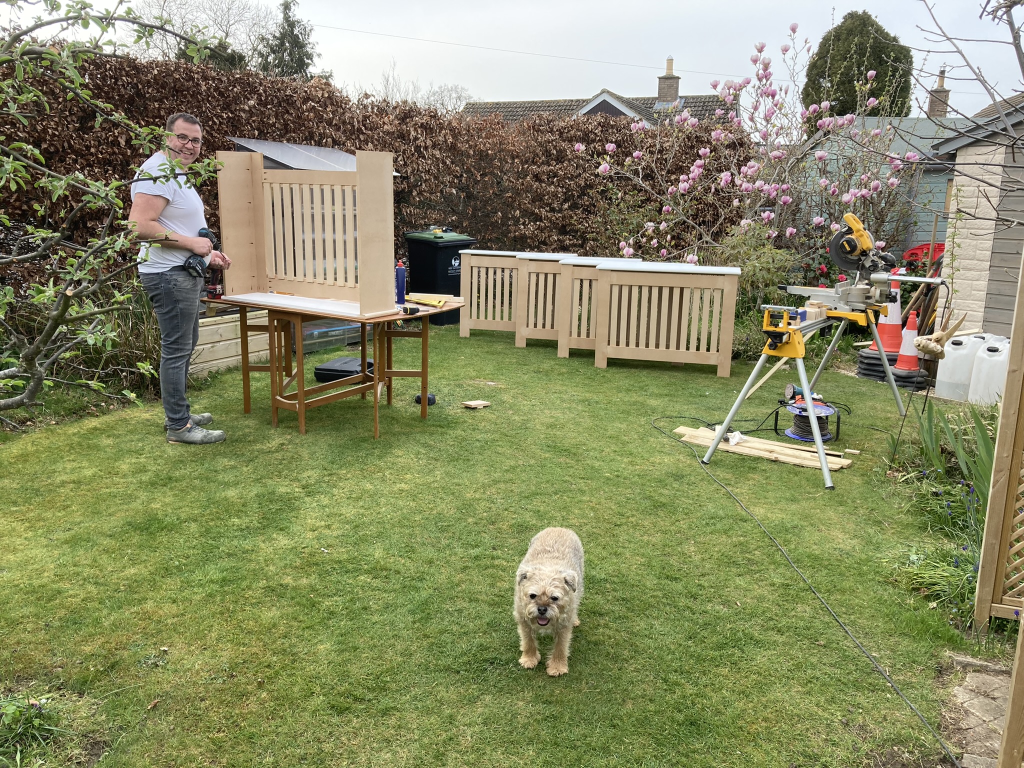 Radiator covers with our dog